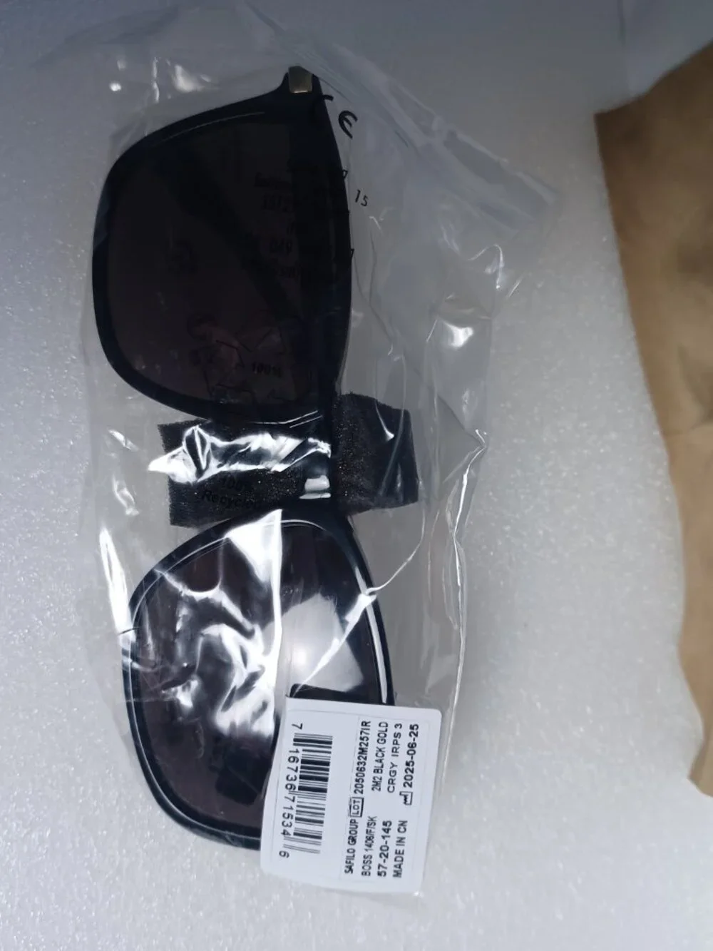 Hugo Boss Sunglasses BOSS 1406/F/SK 02M2 IR Black Gold Men Luxury Square NIB 57m
